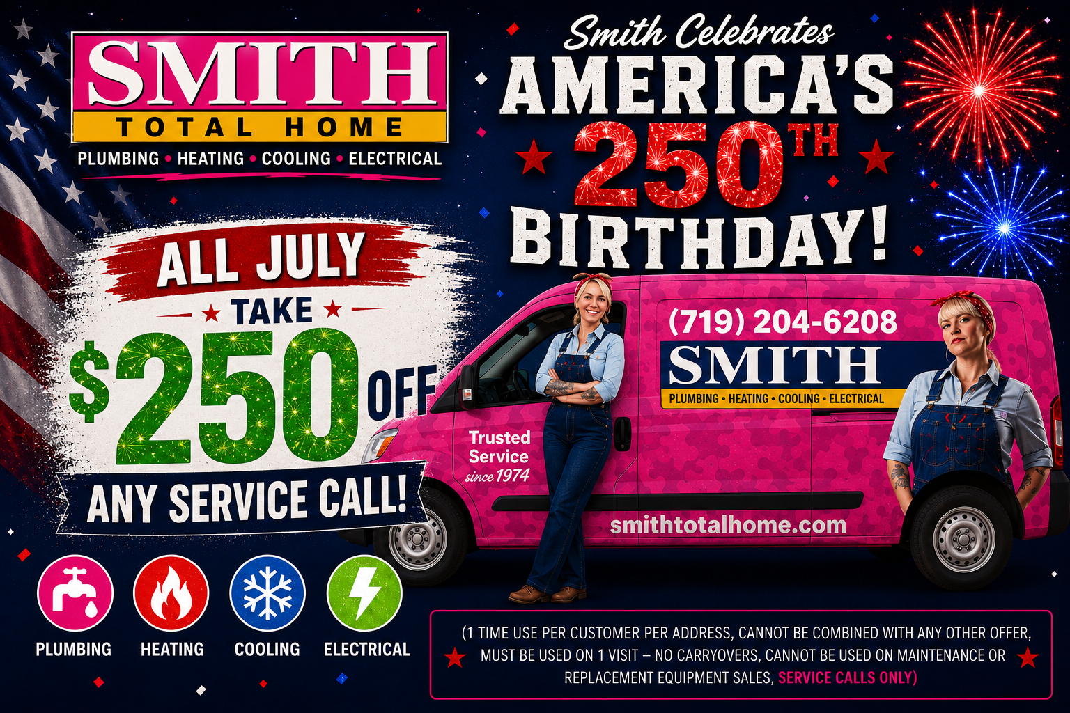 Smith celebrates America's 250th birthday with $250 off any service call — all July